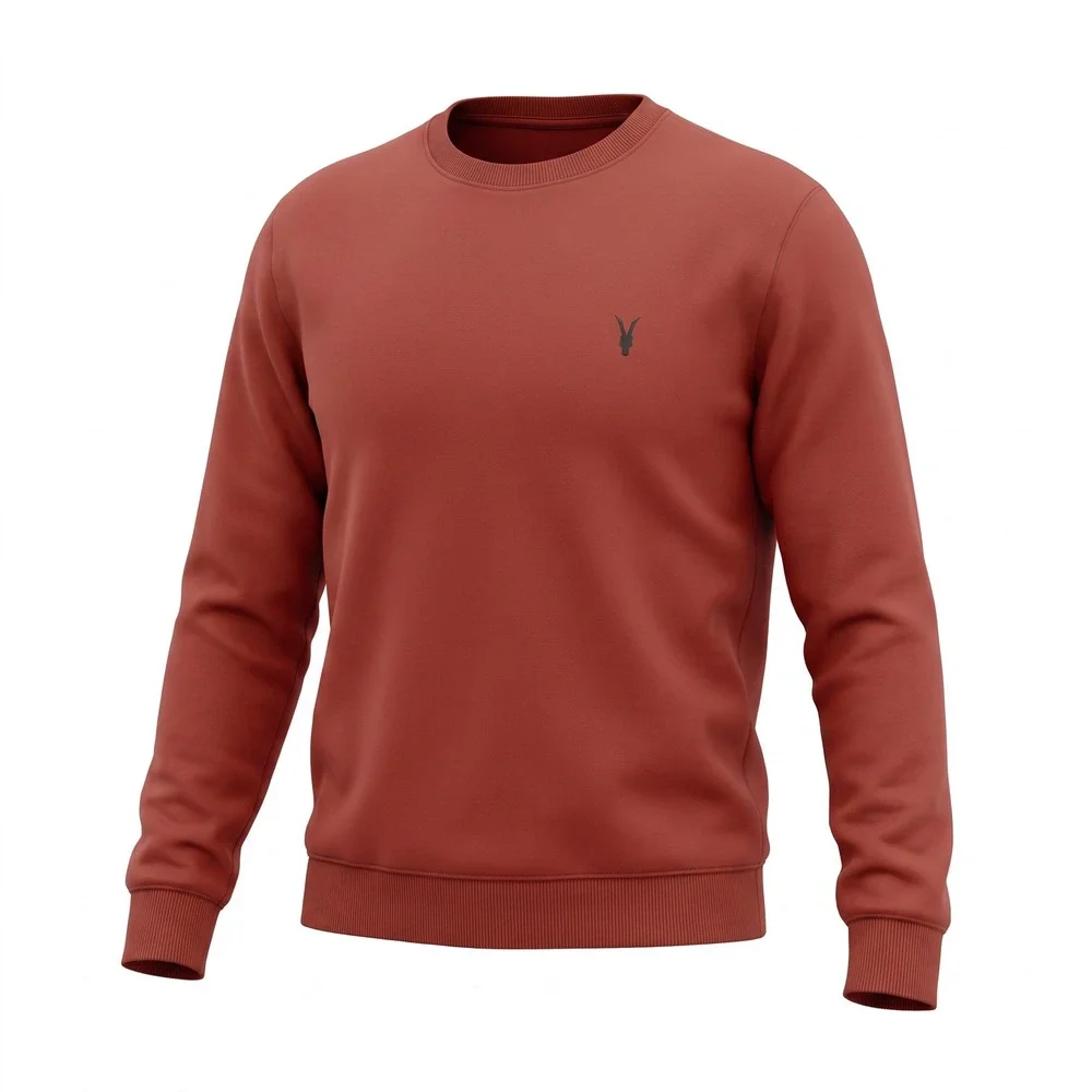 AllSaints Raven Crew Sweatshirt Medium Orange Ramskull Cotton Minimalist Urban